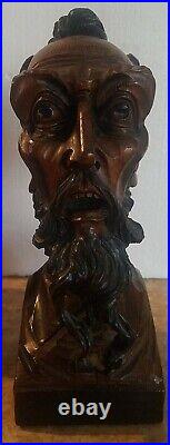 Don Quixote And Sancho Panza Wood Wooden Busts, One Of A Kind, Hand Carved