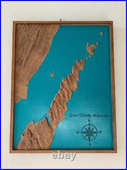 Door County Wisconsin 3D Wood Carved Map