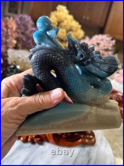 Dragon Trolleite carving with custom wood stand