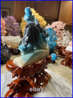 Dragon Trolleite carving with custom wood stand