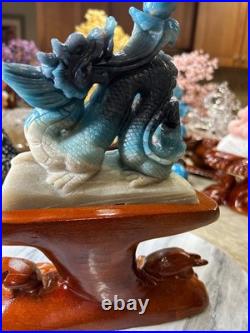 Dragon Trolleite carving with custom wood stand