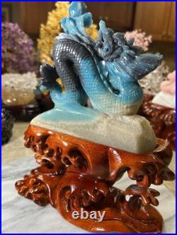 Dragon Trolleite carving with custom wood stand