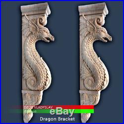 Dragoncarved woodstatue sculpture figure art bracket-support-carrier-hanger