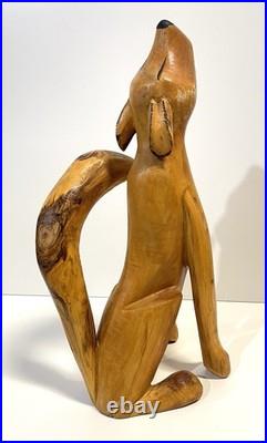 Duane Alvarez Carved Wood Coyote Sculpture Santa Fe NM 1990 Signed