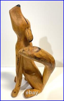 Duane Alvarez Carved Wood Coyote Sculpture Santa Fe NM 1990 Signed