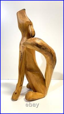Duane Alvarez Carved Wood Coyote Sculpture Santa Fe NM 1990 Signed