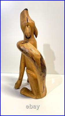 Duane Alvarez Carved Wood Coyote Sculpture Santa Fe NM 1990 Signed