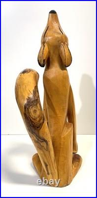 Duane Alvarez Carved Wood Coyote Sculpture Santa Fe NM 1990 Signed
