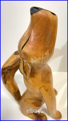 Duane Alvarez Carved Wood Coyote Sculpture Santa Fe NM 1990 Signed