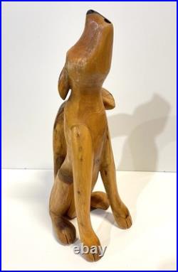 Duane Alvarez Carved Wood Coyote Sculpture Santa Fe NM 1990 Signed