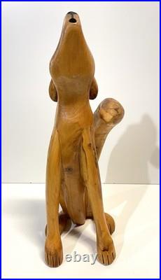 Duane Alvarez Carved Wood Coyote Sculpture Santa Fe NM 1990 Signed