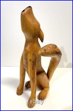 Duane Alvarez Carved Wood Coyote Sculpture Santa Fe NM 1990 Signed