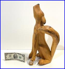 Duane Alvarez Carved Wood Coyote Sculpture Santa Fe NM 1990 Signed