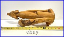 Duane Alvarez Carved Wood Coyote Sculpture Santa Fe NM 1990 Signed