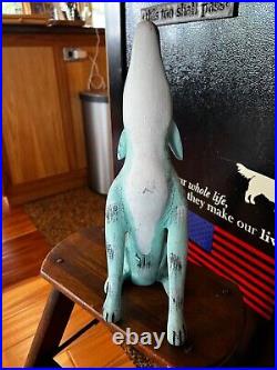 Duane Alvarez Howling Coyote Turquoise Black White Santa Fe 89 15 Tall 11 De