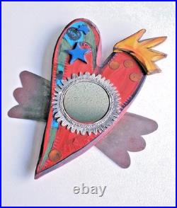 E Drumm Designs Eclectic Mixed Media Carved Wood Heart Wings Wall Art Mirror E Drumm Designs Eclectic Mixed Media Carved Wood Heart Wings Wall Art Mirror