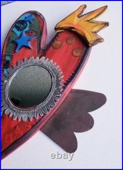 E Drumm Designs Eclectic Mixed Media Carved Wood Heart Wings Wall Art Mirror E Drumm Designs Eclectic Mixed Media Carved Wood Heart Wings Wall Art Mirror