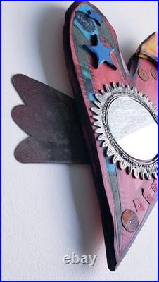 E Drumm Designs Eclectic Mixed Media Carved Wood Heart Wings Wall Art Mirror E Drumm Designs Eclectic Mixed Media Carved Wood Heart Wings Wall Art Mirror