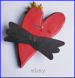 E Drumm Designs Eclectic Mixed Media Carved Wood Heart Wings Wall Art Mirror E Drumm Designs Eclectic Mixed Media Carved Wood Heart Wings Wall Art Mirror