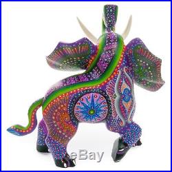 ELEPHANT Oaxacan Alebrije Wood Carving Mexican Art Animal Sculpture Painting