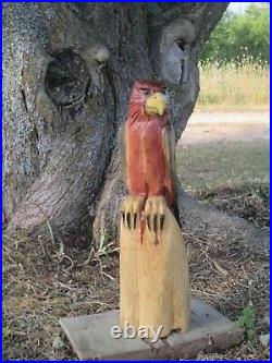 Eagle American Totem Chainsaw Carving Bird Decor Totem Pole Natural Cedar