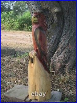 Eagle American Totem Chainsaw Carving Bird Decor Totem Pole Natural Cedar