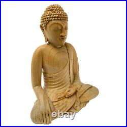 Earth Witness Buddha Sculpture Hand Carved Balinese Wood Carving Statue Bali art