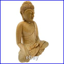 Earth Witness Buddha Sculpture Hand Carved Balinese Wood Carving Statue Bali art