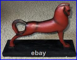 Elegant Mid-Century Modernist Wooden Aesthetic Etruscan Horse Sculpture