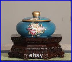 Elegant Octagonal Ebony Lotus Carved Vase Stand with Guanyin Buddha Sculpture