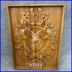 ElegantWood Carving Wall Art Hand Carve Wood Carving Moose Picture For Wall Deco
