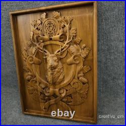 ElegantWood Carving Wall Art Hand Carve Wood Carving Moose Picture For Wall Deco