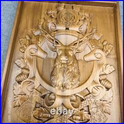 ElegantWood Carving Wall Art Hand Carve Wood Carving Moose Picture For Wall Deco