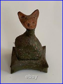 Elijah Pierce 1981 Cat Sculpture Wood Carving Signed Dated with Broadside Exhibit