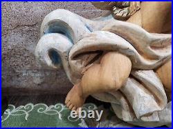 Embracing Cherubs 17 Carved Wood Vintage Wall Hanging Plaque Romania
