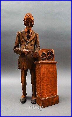 Emil Janel Sweden Signed Master American Wood Carver Figure Statue 14 (Repair)