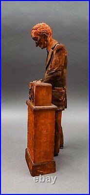 Emil Janel Sweden Signed Master American Wood Carver Figure Statue 14 (Repair)