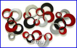 Emperors Red & Silver Circles Wall Art, Modern Circle Wall Hangings, 60x36