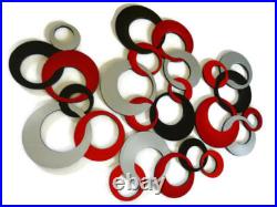 Emperors Red & Silver Circles Wall Art, Modern Circle Wall Hangings, 60x36