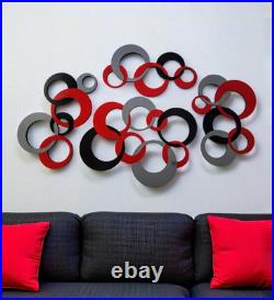 Emperors Red & Silver Circles Wall Art, Modern Circle Wall Hangings, 60x36