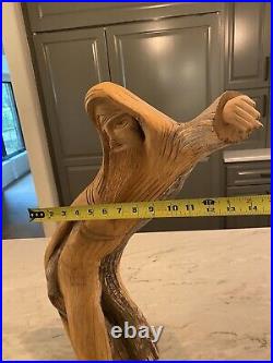 Ernesto Wooden Figure Folk Art Sculpture Hand Carved 22 Taos New Mexico 1991