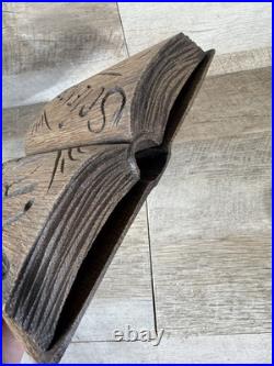 European Hand Carved Wooden Display Piece Arts Sciences Book Tools Folk Art