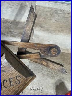 European Hand Carved Wooden Display Piece Arts Sciences Book Tools Folk Art