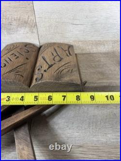European Hand Carved Wooden Display Piece Arts Sciences Book Tools Folk Art