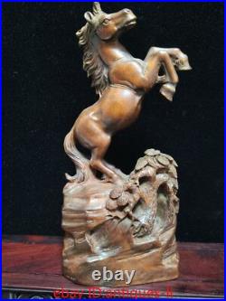 Exquisite Chinese Boxwood Hand-carved Statue of A Stallion Running Exquisite Chinese Boxwood Hand-carved Statue of A Stallion Running