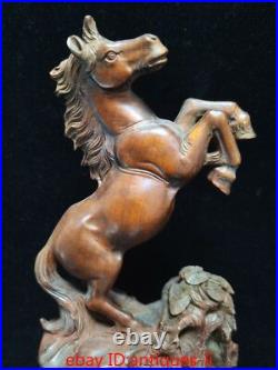 Exquisite Chinese Boxwood Hand-carved Statue of A Stallion Running