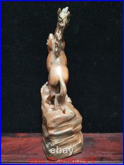Exquisite Chinese Boxwood Hand-carved Statue of A Stallion Running