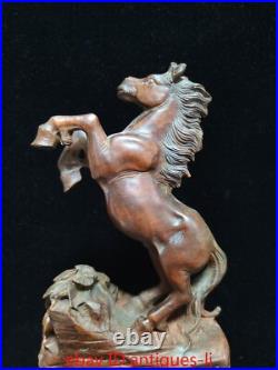 Exquisite Chinese Boxwood Hand-carved Statue of A Stallion Running