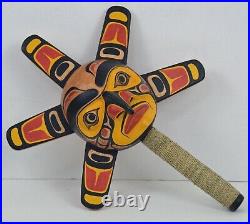 FIRST NATION STYLE CEREMONIAL SUN RATTLE withRAYS CANADIAN ABORIGINAL STYLE