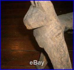 FOLK ART Outsider primitive artist Animal Carved Cat wood sculpture